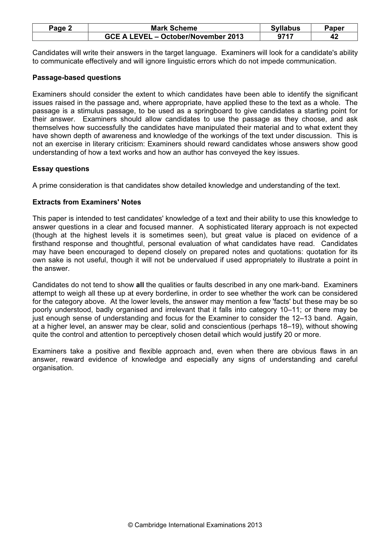 Mark scheme, page 2 of 3
