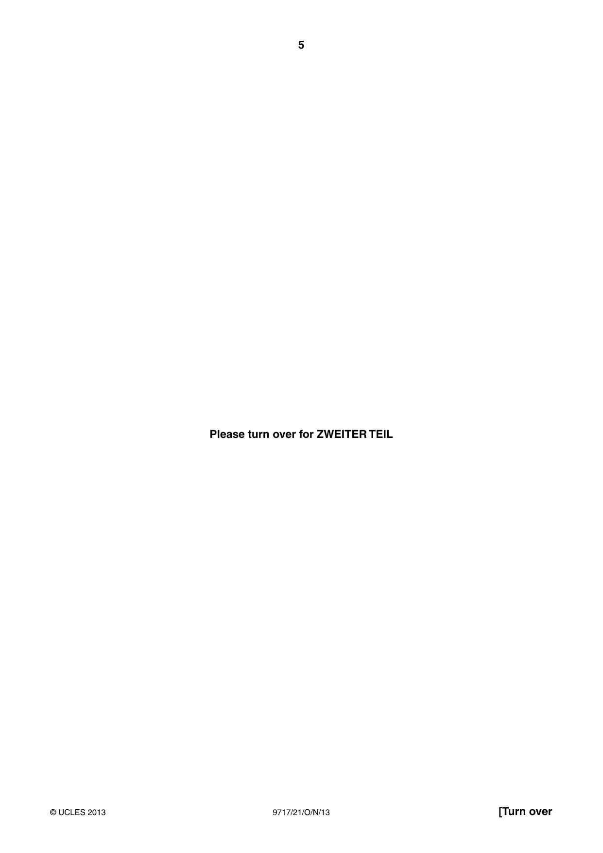 Cambridge A Level German (A Level only) 9717 2013 Oct/Nov Paper 2 · Variant 1 question paper, page 5 of 8