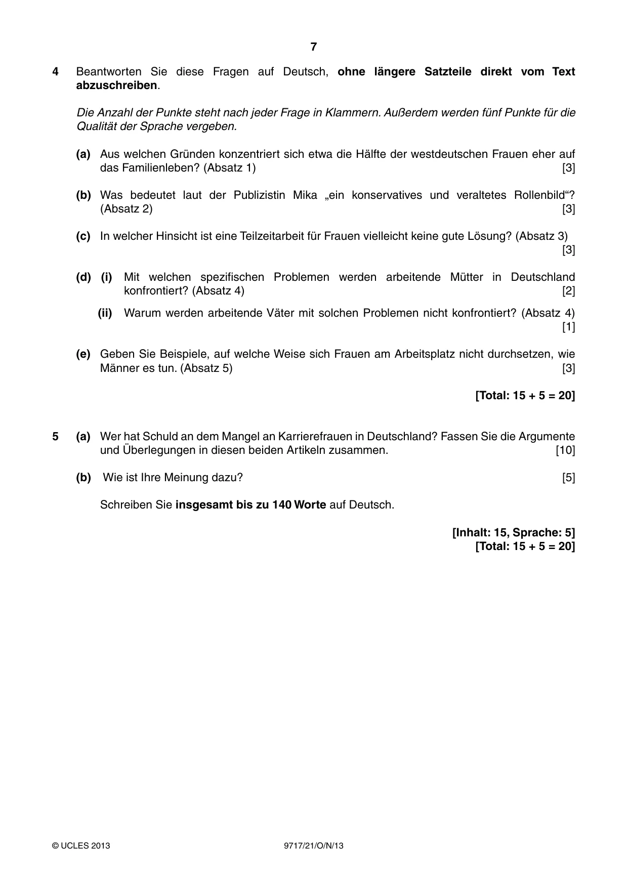 Cambridge A Level German (A Level only) 9717 2013 Oct/Nov Paper 2 · Variant 1 question paper, page 7 of 8