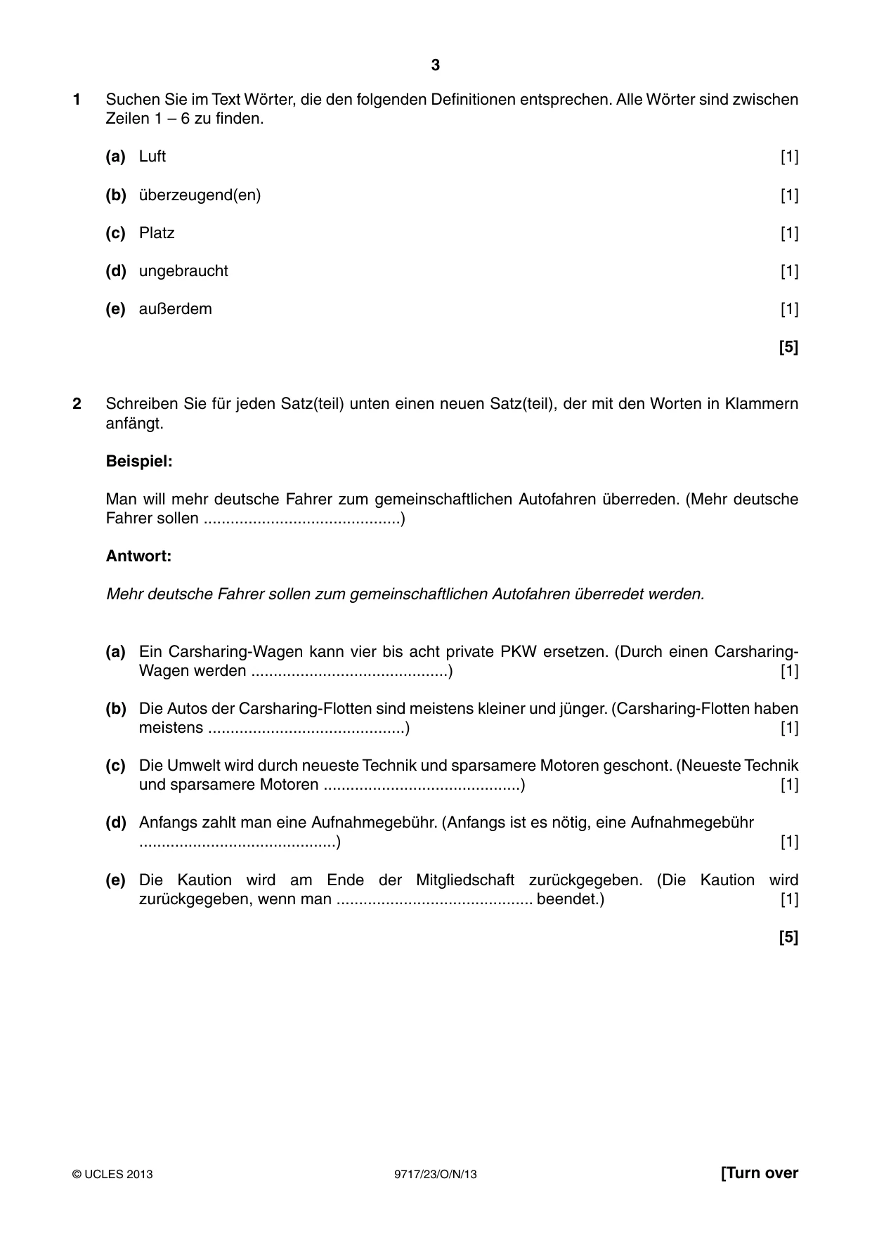 Cambridge A Level German (A Level only) 9717 2013 Oct/Nov Paper 2 · Variant 3 question paper, page 3 of 8