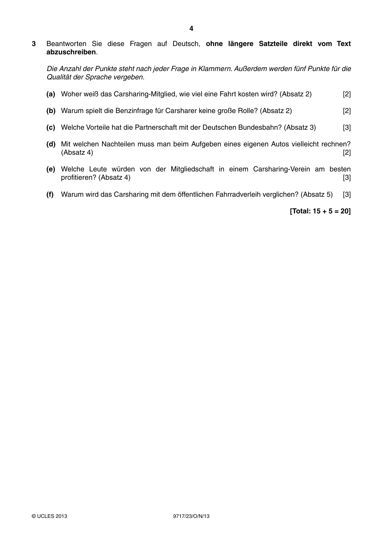 Cambridge A Level German (A Level only) 9717 2013 Oct/Nov Paper 2 · Variant 3 question paper, page 4 of 8