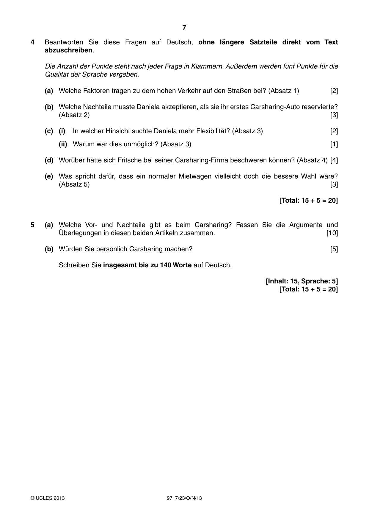 Cambridge A Level German (A Level only) 9717 2013 Oct/Nov Paper 2 · Variant 3 question paper, page 7 of 8