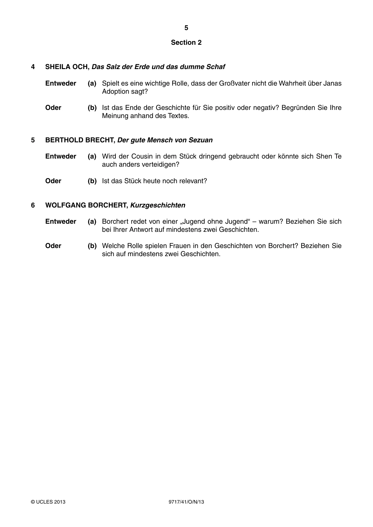 Cambridge A Level German (A Level only) 9717 2013 Oct/Nov Paper 4 · Variant 1 question paper, page 5 of 8