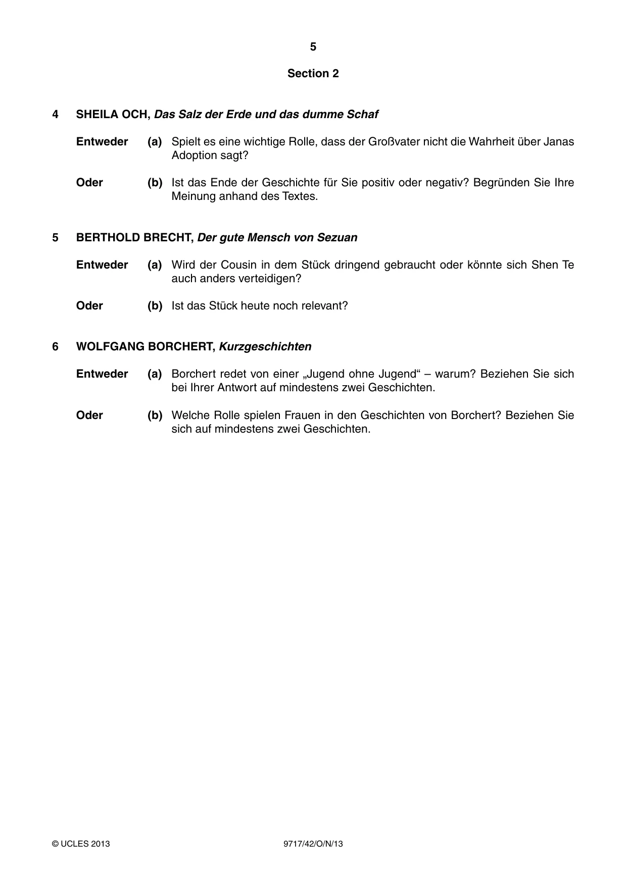 Cambridge A Level German (A Level only) 9717 2013 Oct/Nov Paper 4 · Variant 2 question paper, page 5 of 9