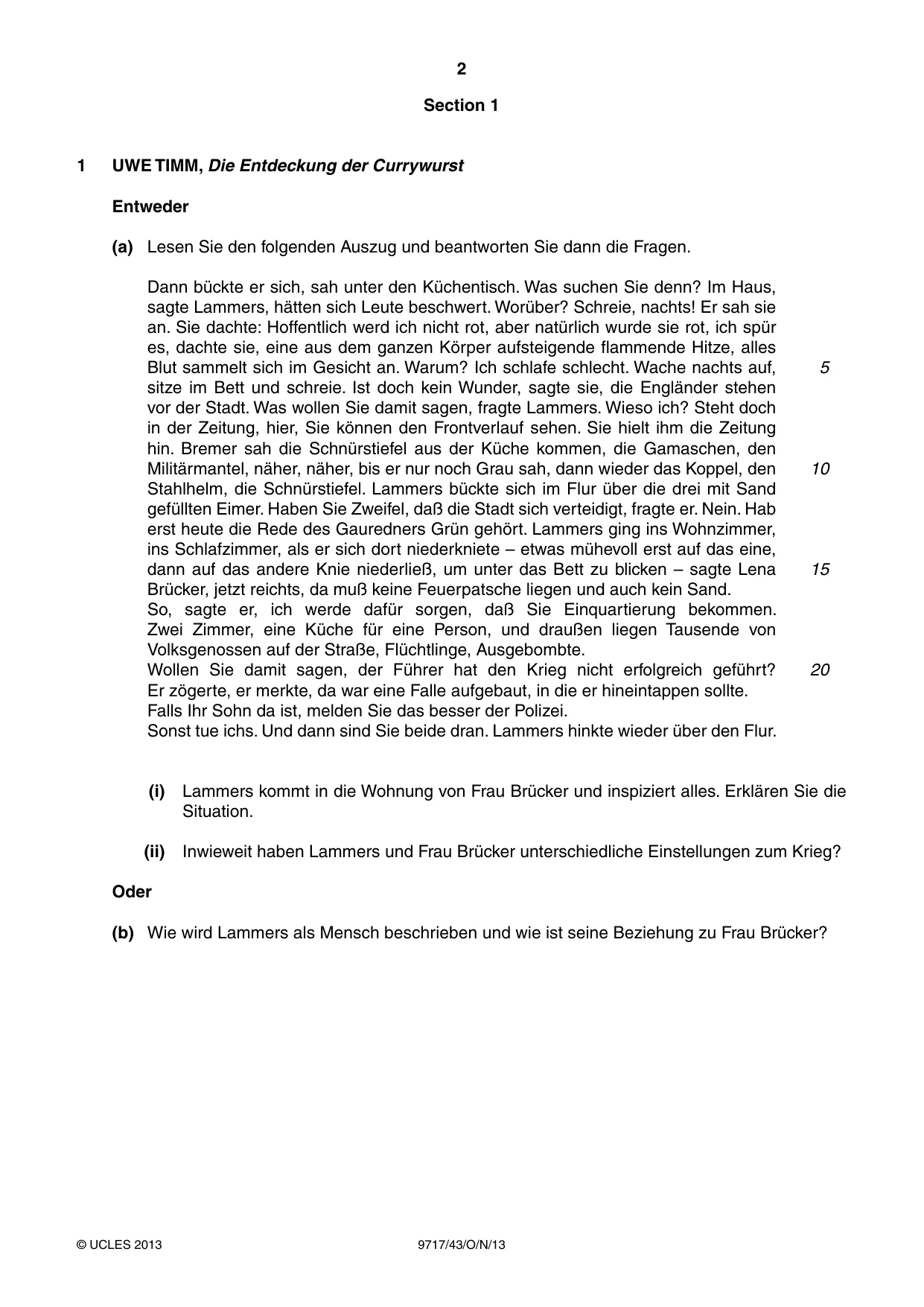 Cambridge A Level German (A Level only) 9717 2013 Oct/Nov Paper 4 · Variant 3 question paper, page 2 of 8