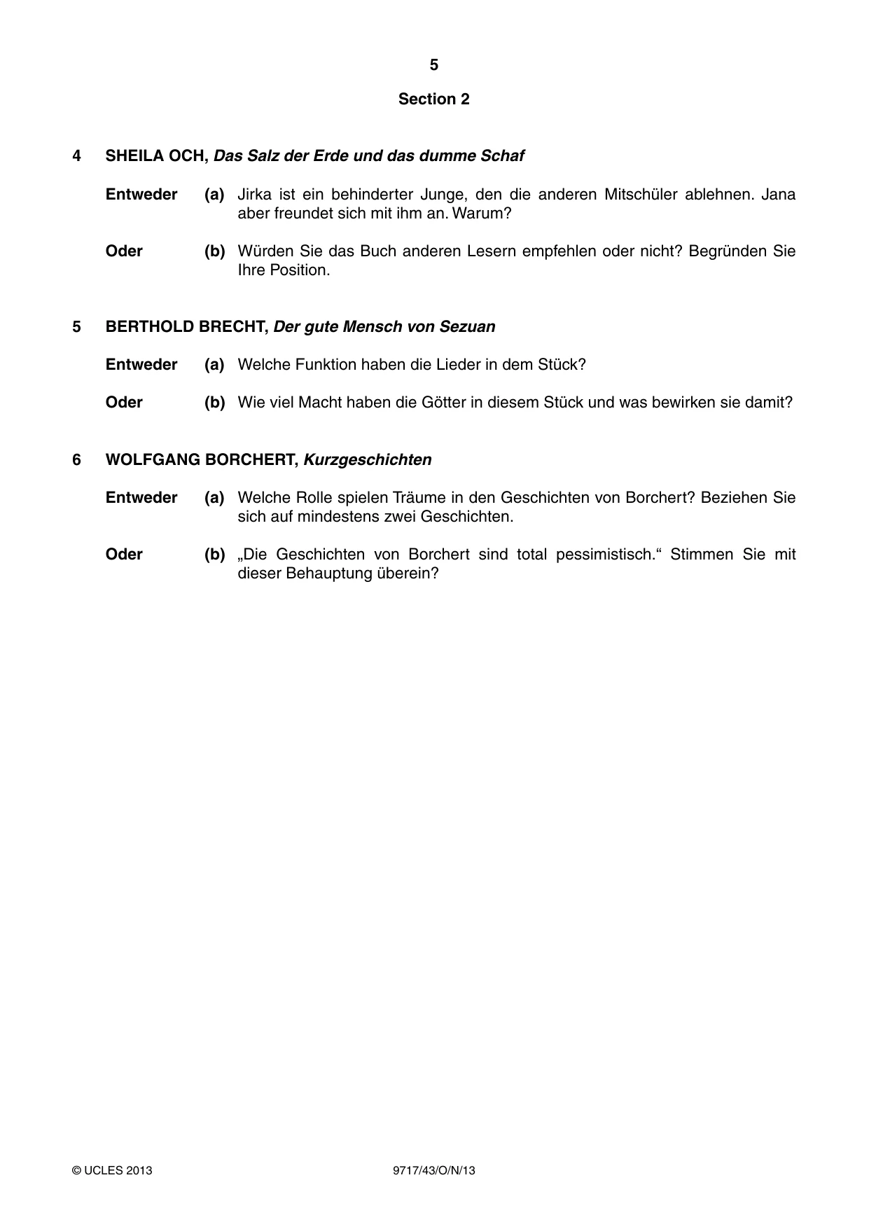 Cambridge A Level German (A Level only) 9717 2013 Oct/Nov Paper 4 · Variant 3 question paper, page 5 of 8