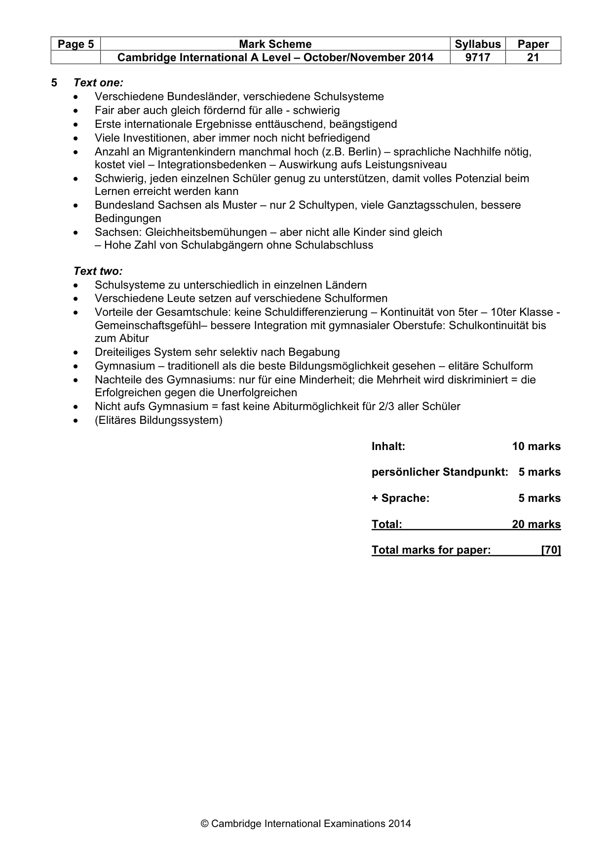 Mark scheme, page 5 of 7