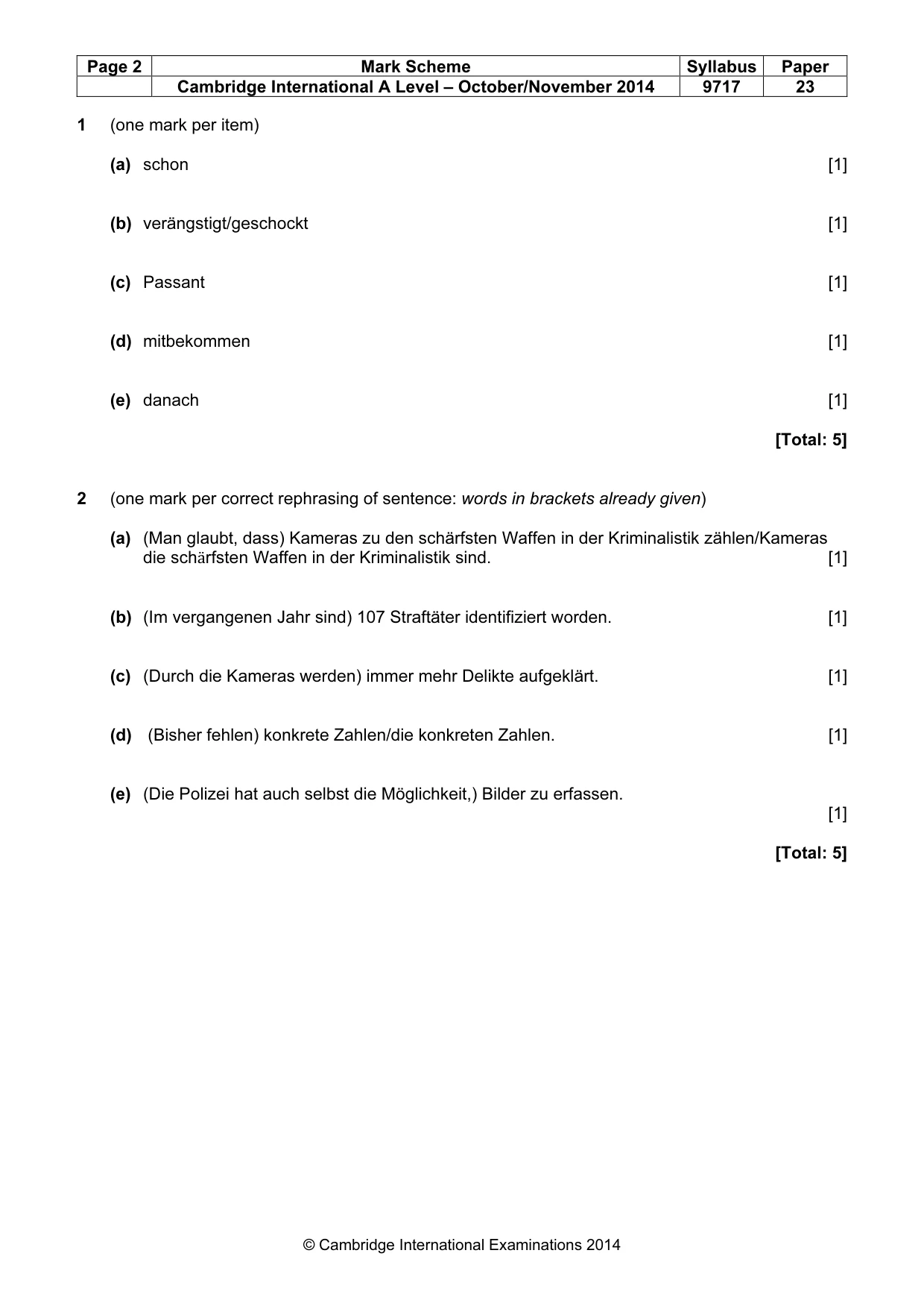 Mark scheme, page 2 of 7