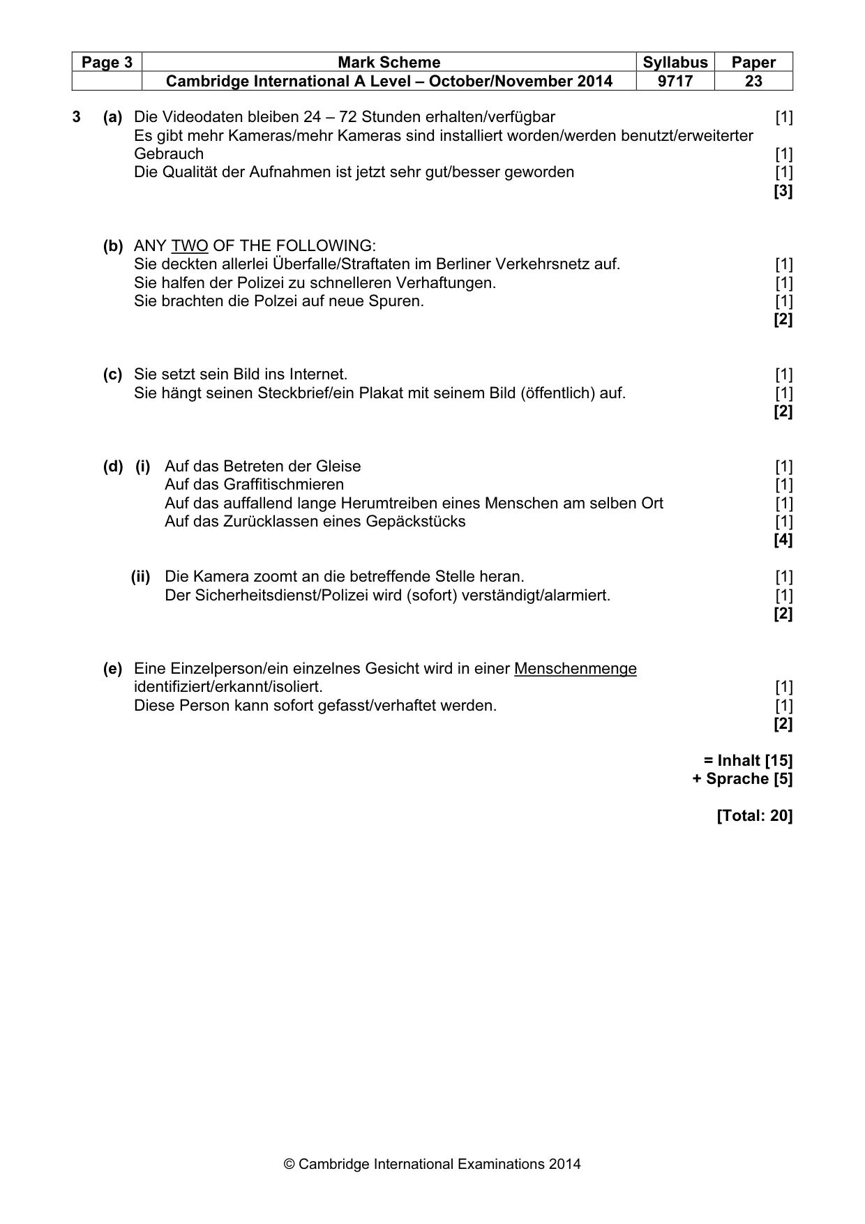 Mark scheme, page 3 of 7