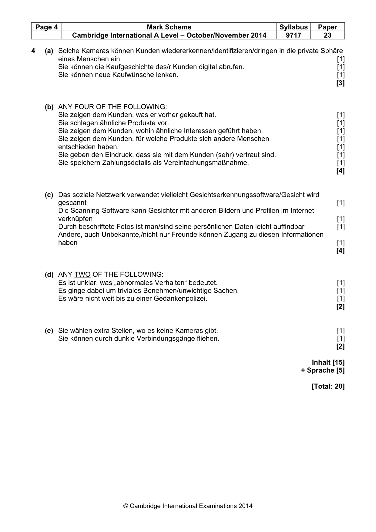 Mark scheme, page 4 of 7