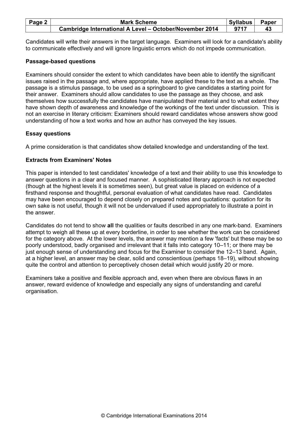 Mark scheme, page 2 of 3