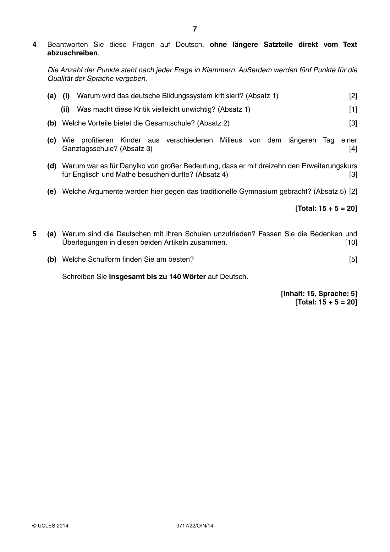 Cambridge A Level German (A Level only) 9717 2014 Oct/Nov Paper 2 · Variant 2 question paper, page 7 of 8