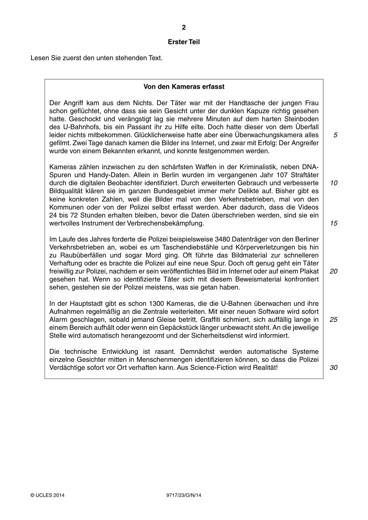 Cambridge A Level German (A Level only) 9717 2014 Oct/Nov Paper 2 · Variant 3 question paper, page 2 of 8