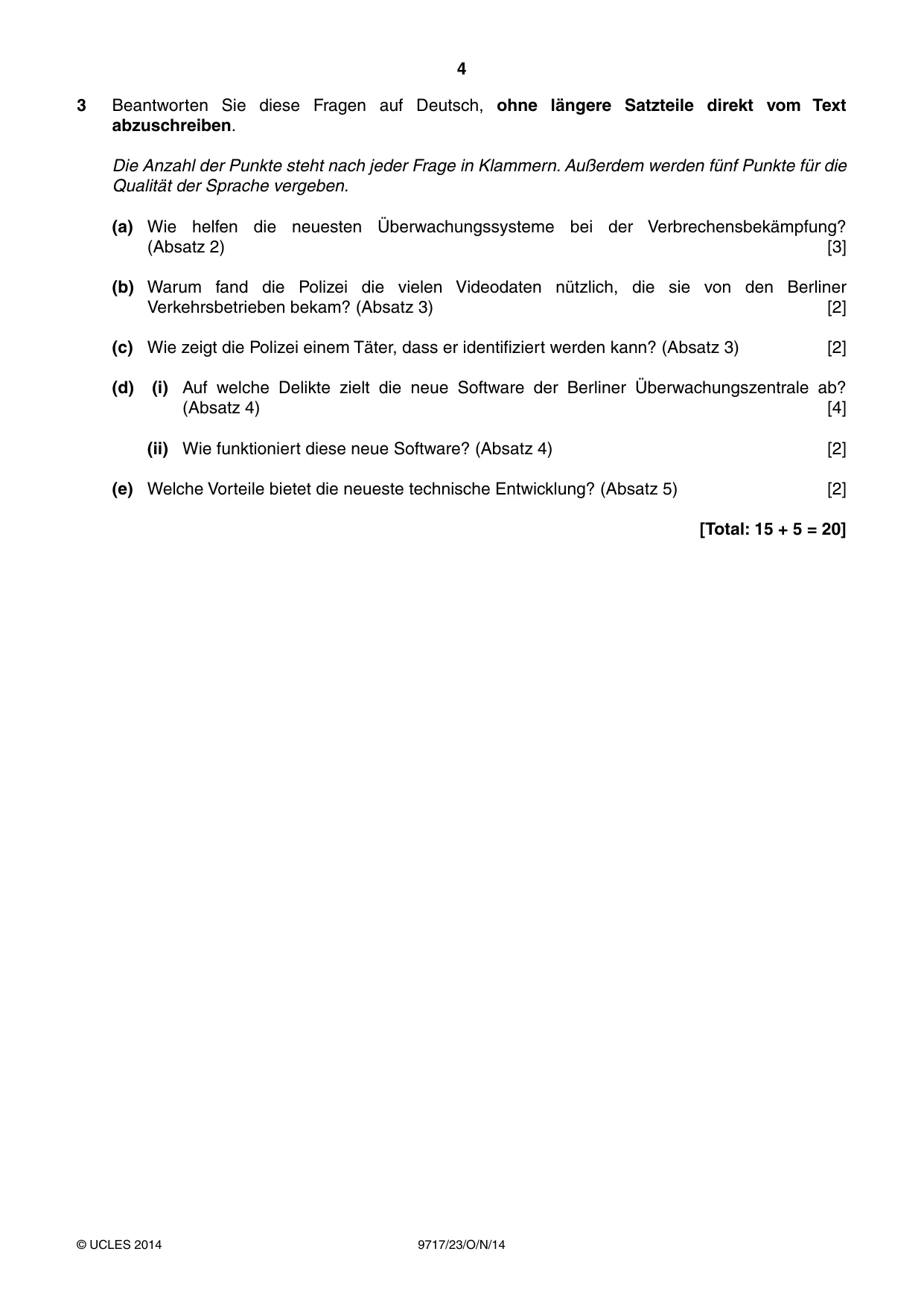Cambridge A Level German (A Level only) 9717 2014 Oct/Nov Paper 2 · Variant 3 question paper, page 4 of 8