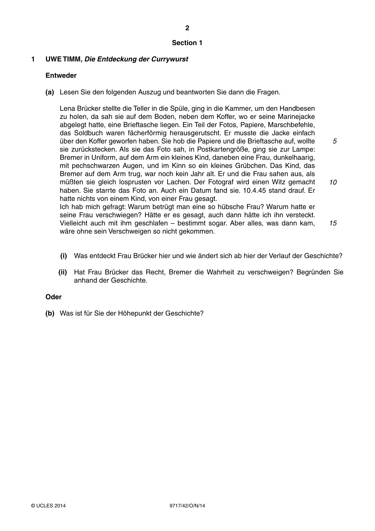 Cambridge A Level German (A Level only) 9717 2014 Oct/Nov Paper 4 · Variant 2 question paper, page 2 of 8