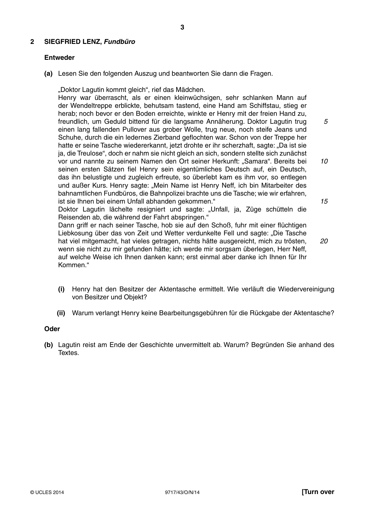 Cambridge A Level German (A Level only) 9717 2014 Oct/Nov Paper 4 · Variant 3 question paper, page 3 of 8