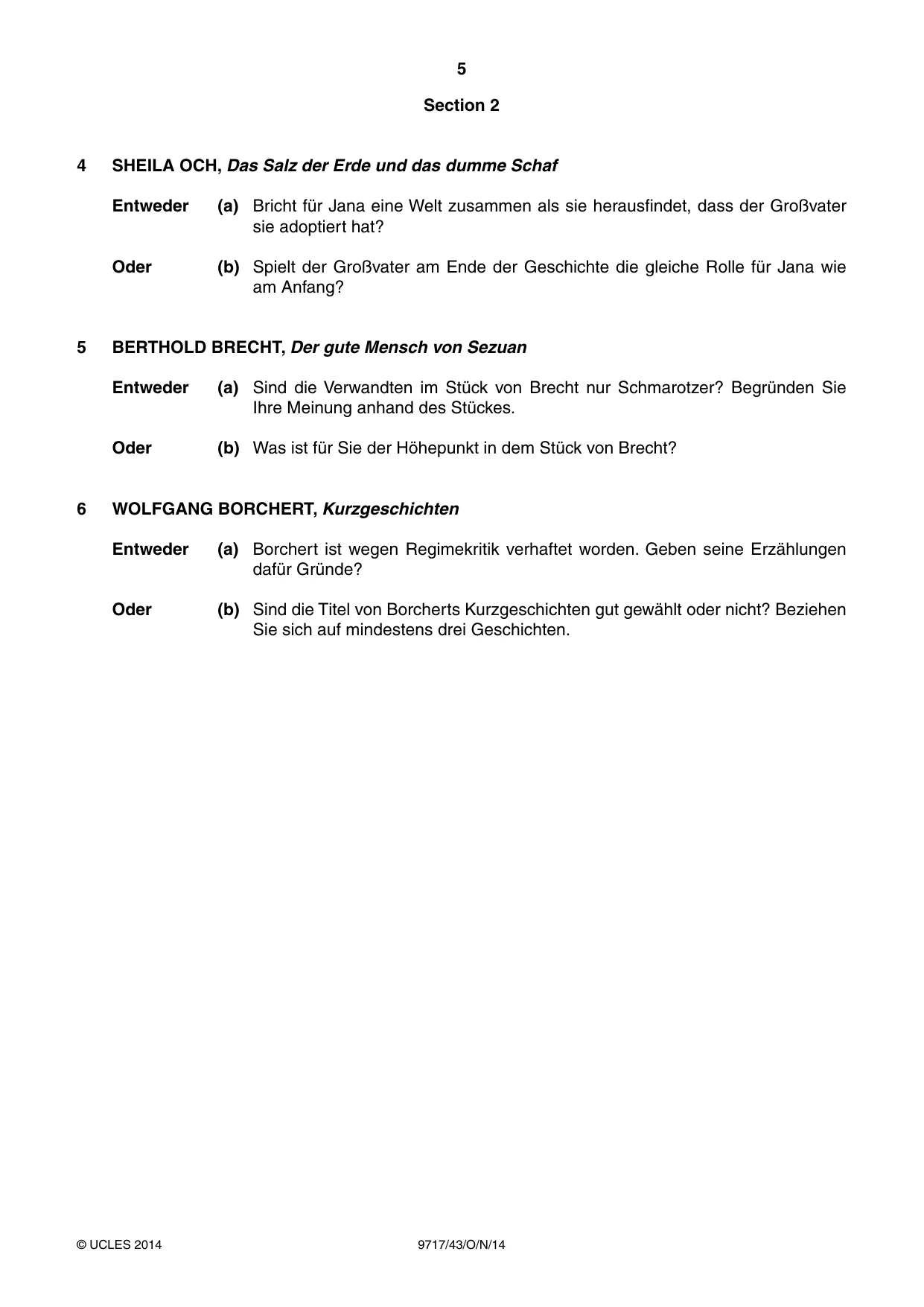 Cambridge A Level German (A Level only) 9717 2014 Oct/Nov Paper 4 · Variant 3 question paper, page 5 of 8