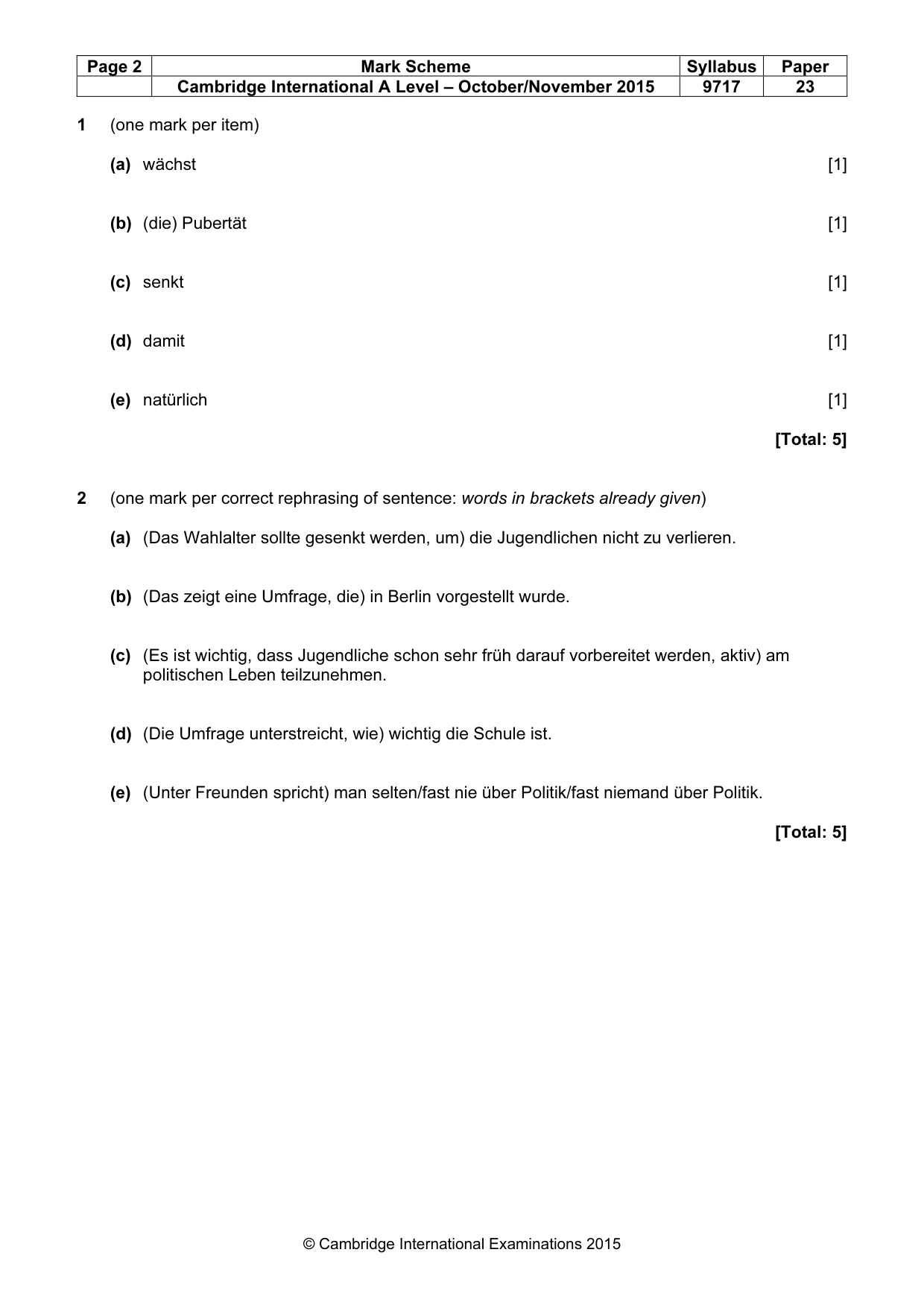 Mark scheme, page 2 of 6
