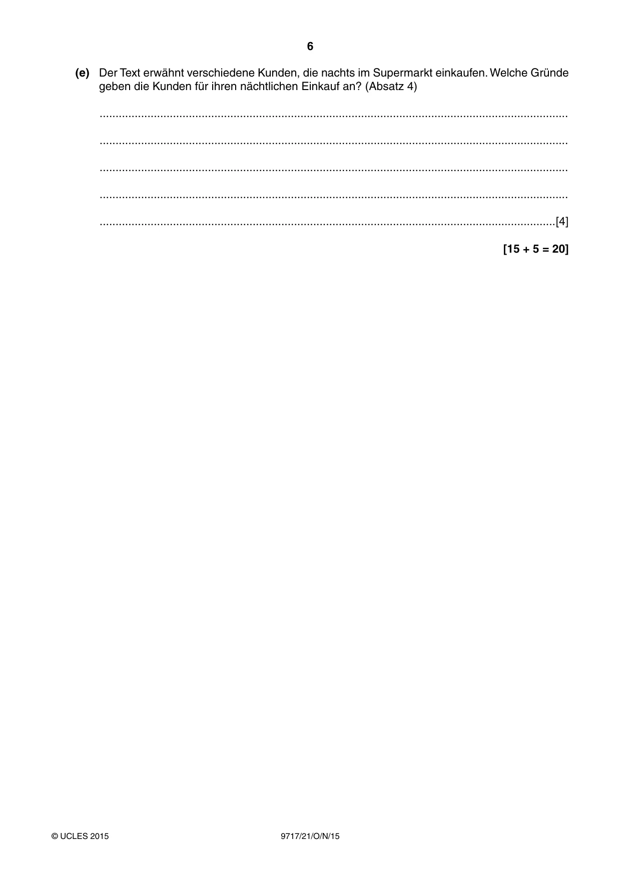 Cambridge A Level German (A Level only) 9717 2015 Oct/Nov Paper 2 · Variant 1 question paper, page 6 of 8