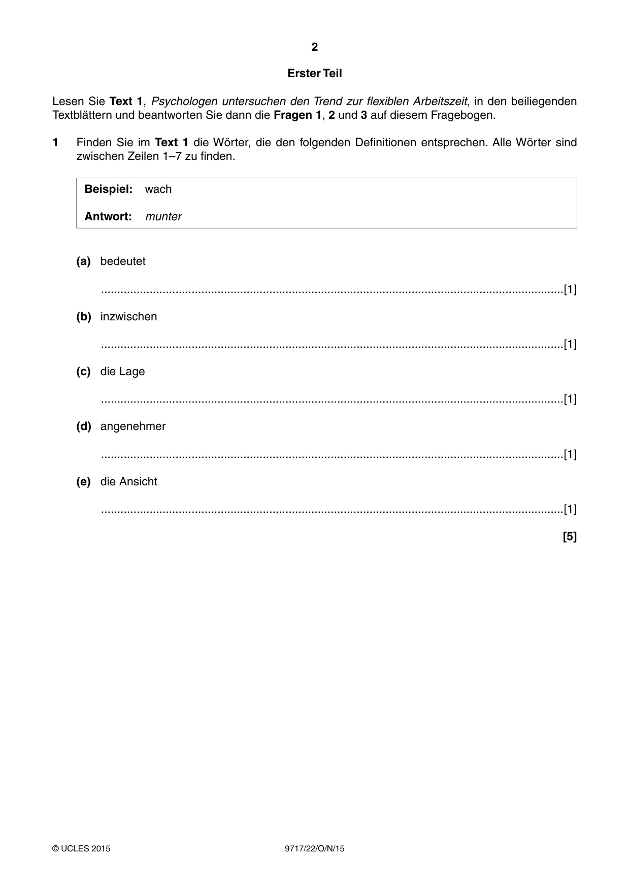 Cambridge A Level German (A Level only) 9717 2015 Oct/Nov Paper 2 · Variant 2 question paper, page 2 of 8