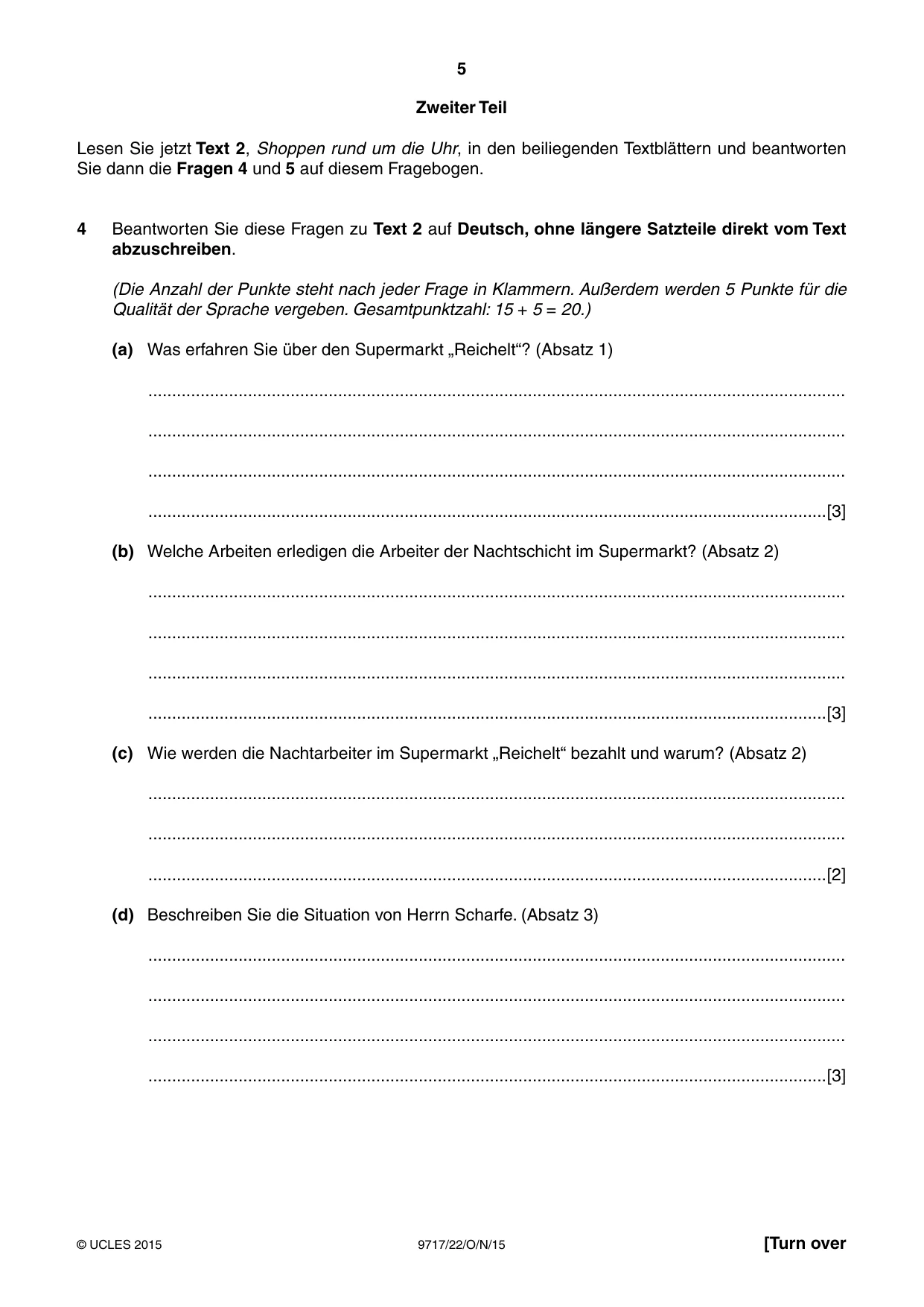 Cambridge A Level German (A Level only) 9717 2015 Oct/Nov Paper 2 · Variant 2 question paper, page 5 of 8
