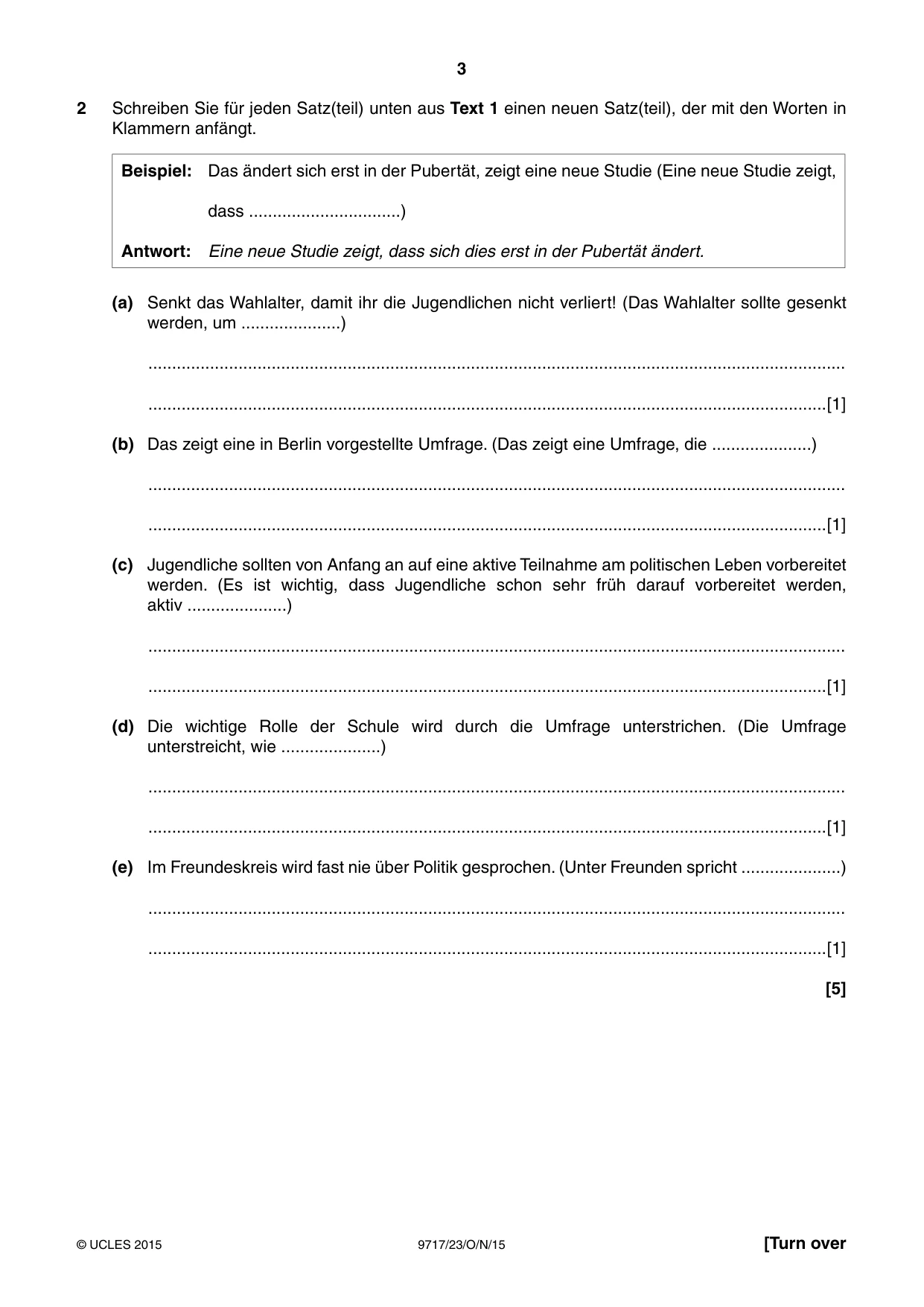 Cambridge A Level German (A Level only) 9717 2015 Oct/Nov Paper 2 · Variant 3 question paper, page 3 of 8