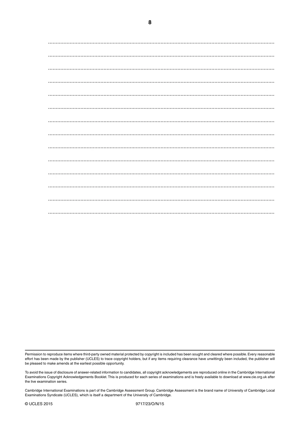 Cambridge A Level German (A Level only) 9717 2015 Oct/Nov Paper 2 · Variant 3 question paper, page 8 of 8