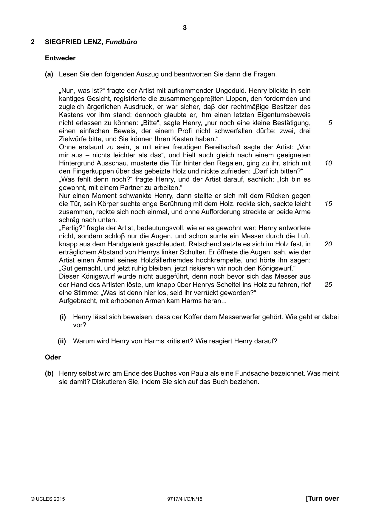 Cambridge A Level German (A Level only) 9717 2015 Oct/Nov Paper 4 · Variant 1 question paper, page 3 of 8