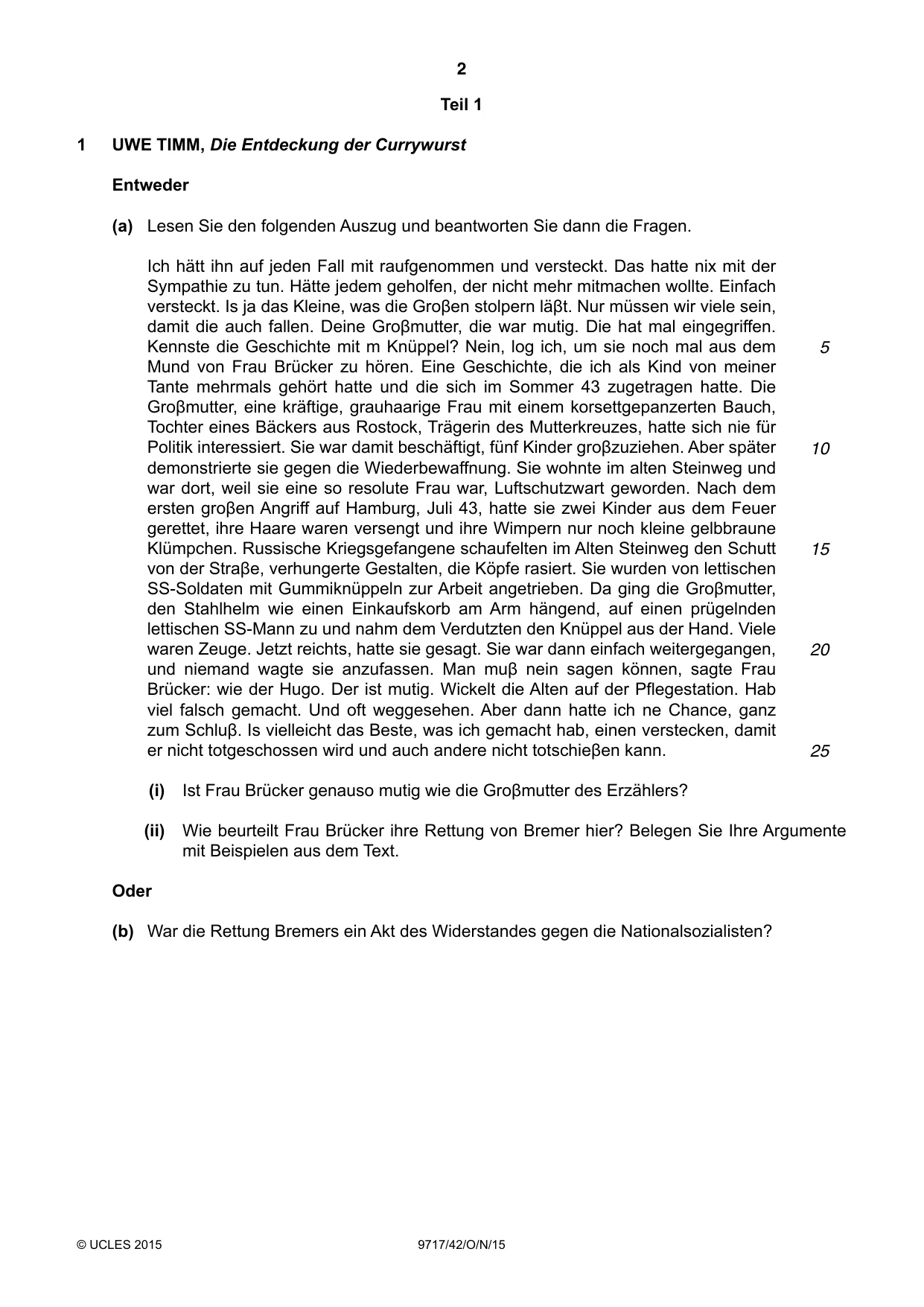 Cambridge A Level German (A Level only) 9717 2015 Oct/Nov Paper 4 · Variant 2 question paper, page 2 of 8