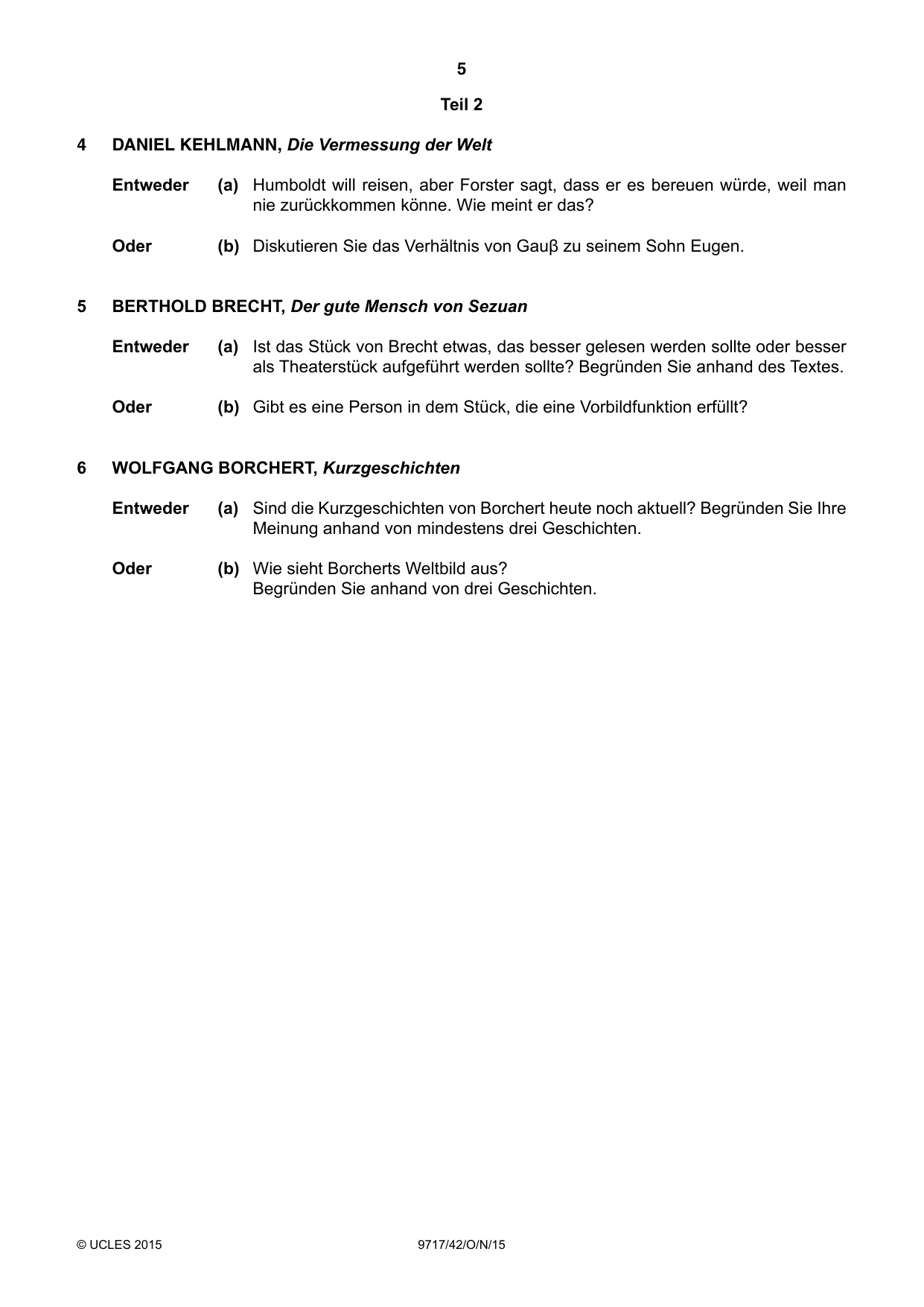 Cambridge A Level German (A Level only) 9717 2015 Oct/Nov Paper 4 · Variant 2 question paper, page 5 of 8