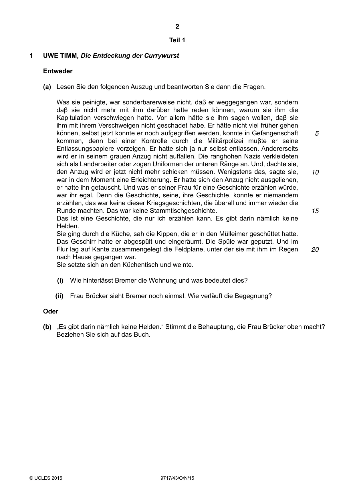 Cambridge A Level German (A Level only) 9717 2015 Oct/Nov Paper 4 · Variant 3 question paper, page 2 of 8