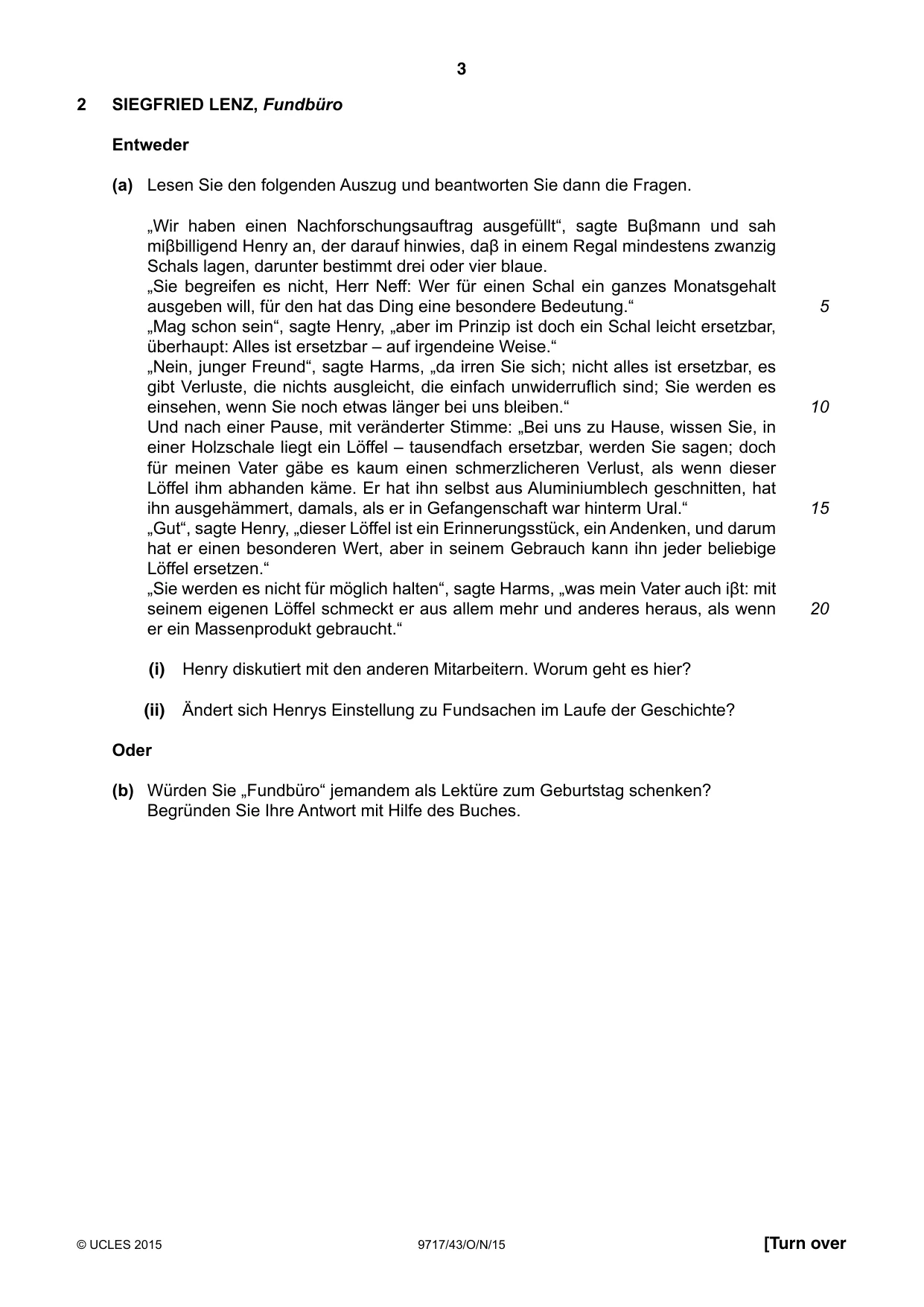 Cambridge A Level German (A Level only) 9717 2015 Oct/Nov Paper 4 · Variant 3 question paper, page 3 of 8