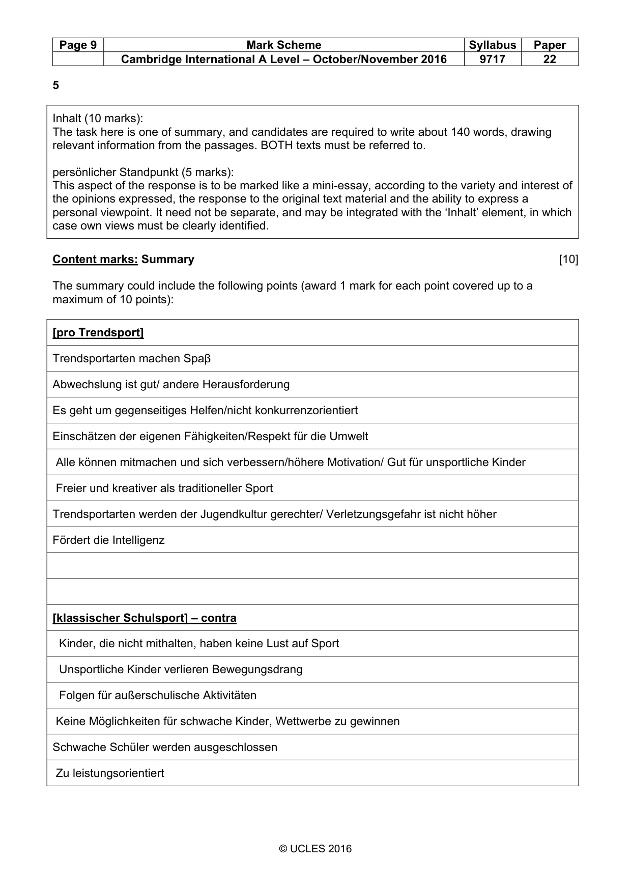 Mark scheme, page 9 of 10