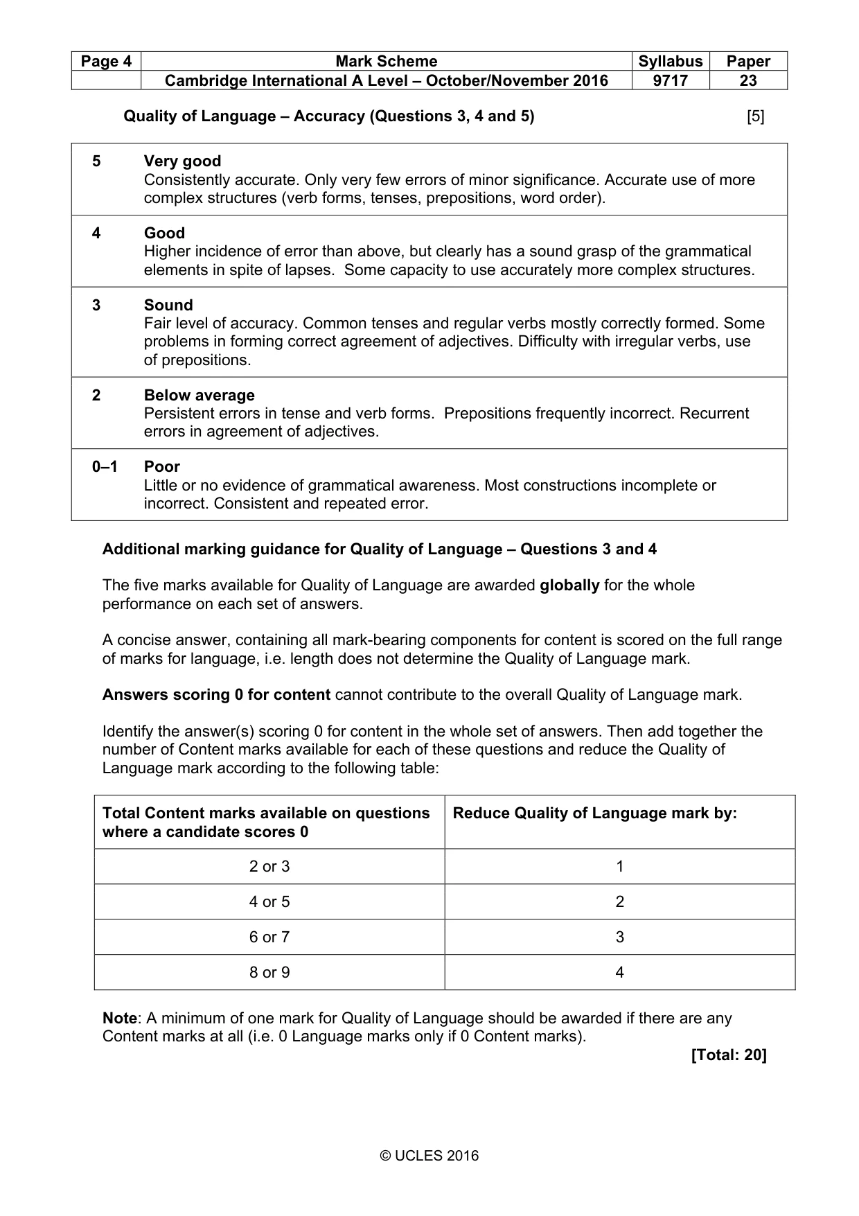 Mark scheme, page 4 of 9