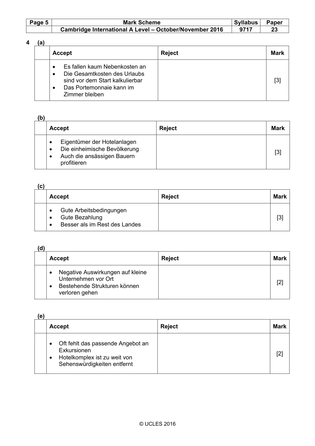 Mark scheme, page 5 of 9