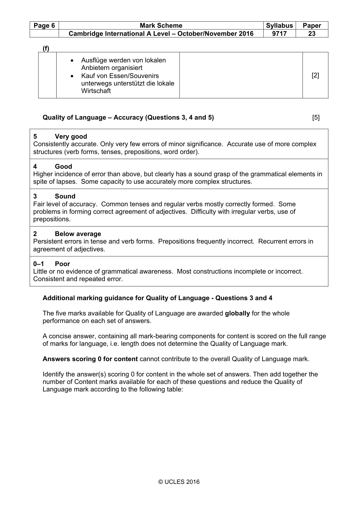 Mark scheme, page 6 of 9