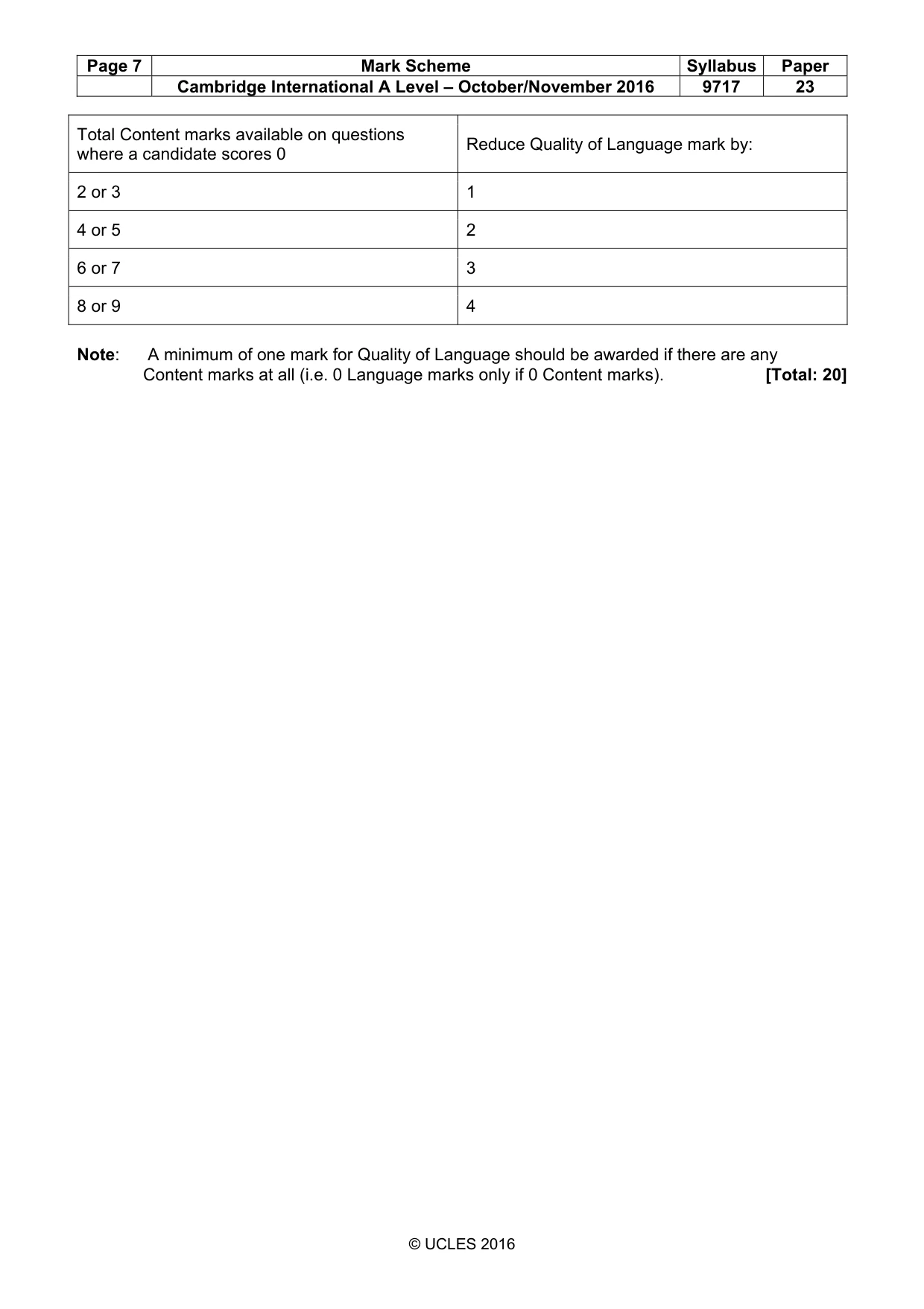 Mark scheme, page 7 of 9