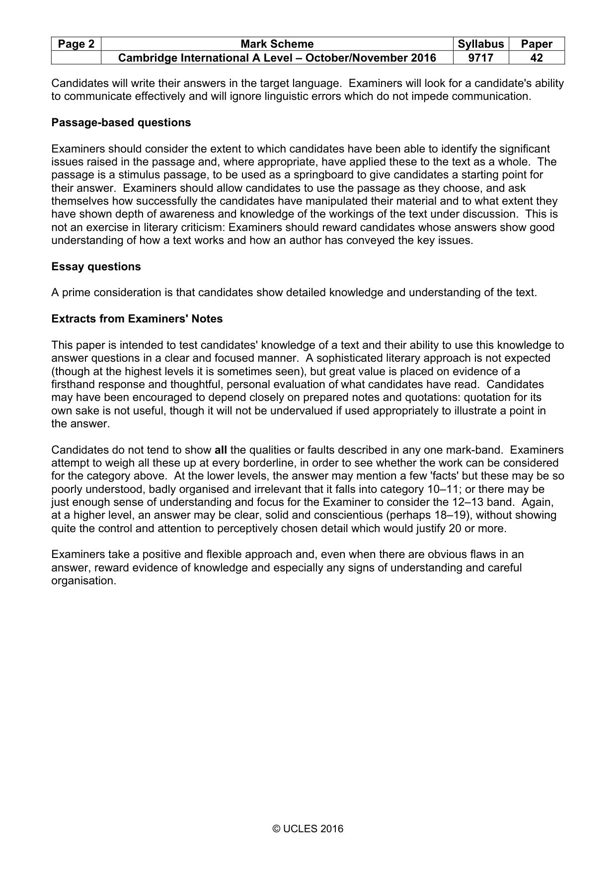 Mark scheme, page 2 of 3