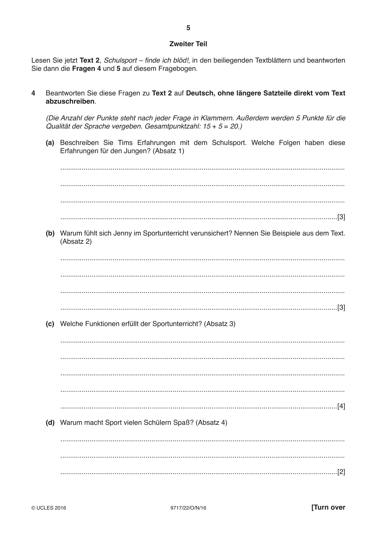 Cambridge A Level German (A Level only) 9717 2016 Oct/Nov Paper 2 · Variant 2 question paper, page 5 of 8