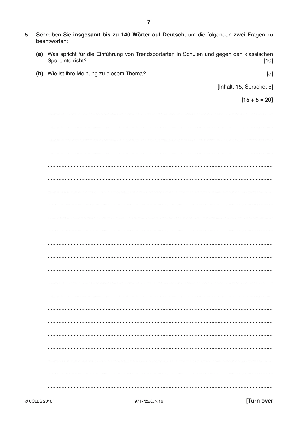 Cambridge A Level German (A Level only) 9717 2016 Oct/Nov Paper 2 · Variant 2 question paper, page 7 of 8