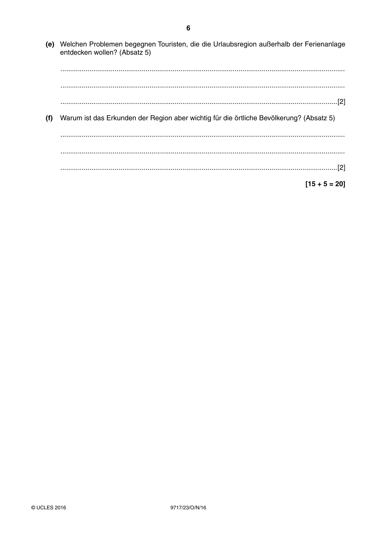 Cambridge A Level German (A Level only) 9717 2016 Oct/Nov Paper 2 · Variant 3 question paper, page 6 of 8