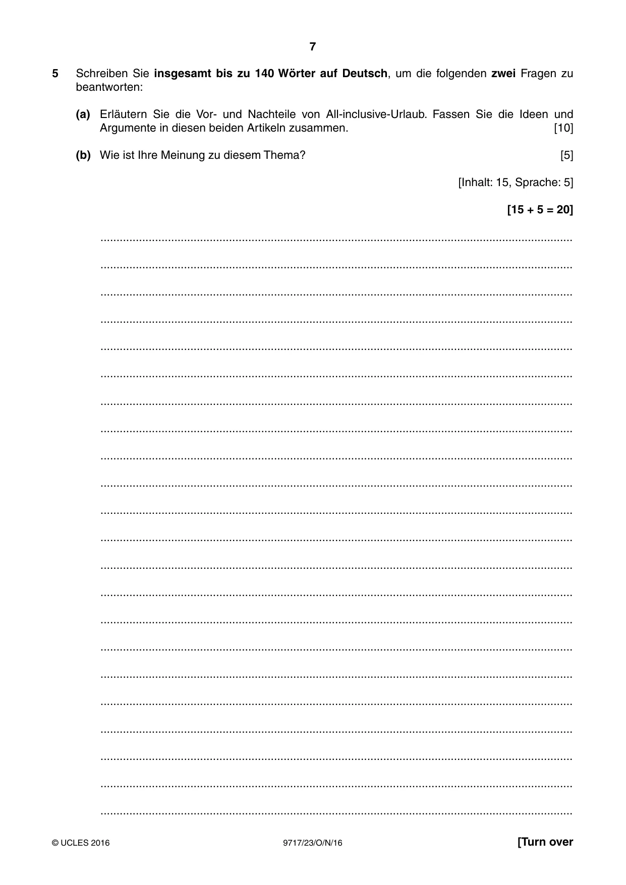 Cambridge A Level German (A Level only) 9717 2016 Oct/Nov Paper 2 · Variant 3 question paper, page 7 of 8