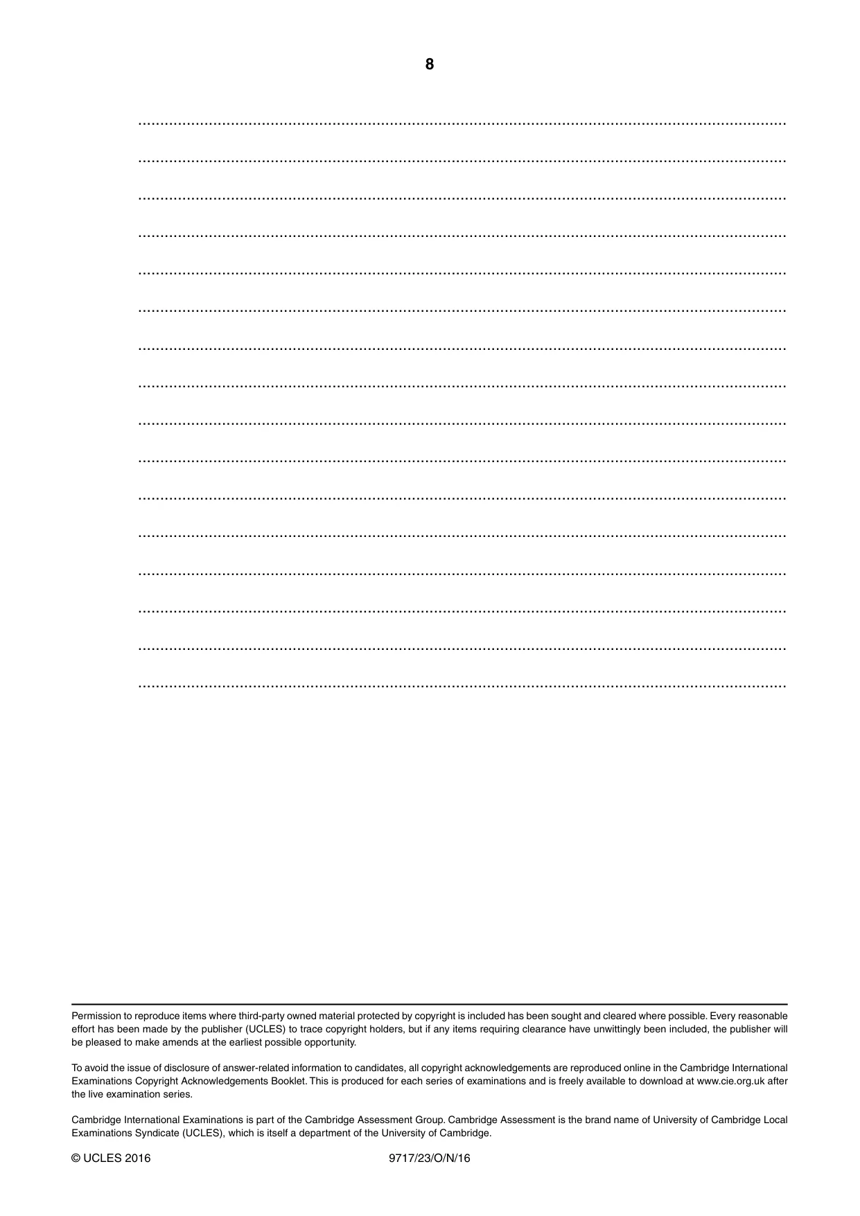 Cambridge A Level German (A Level only) 9717 2016 Oct/Nov Paper 2 · Variant 3 question paper, page 8 of 8
