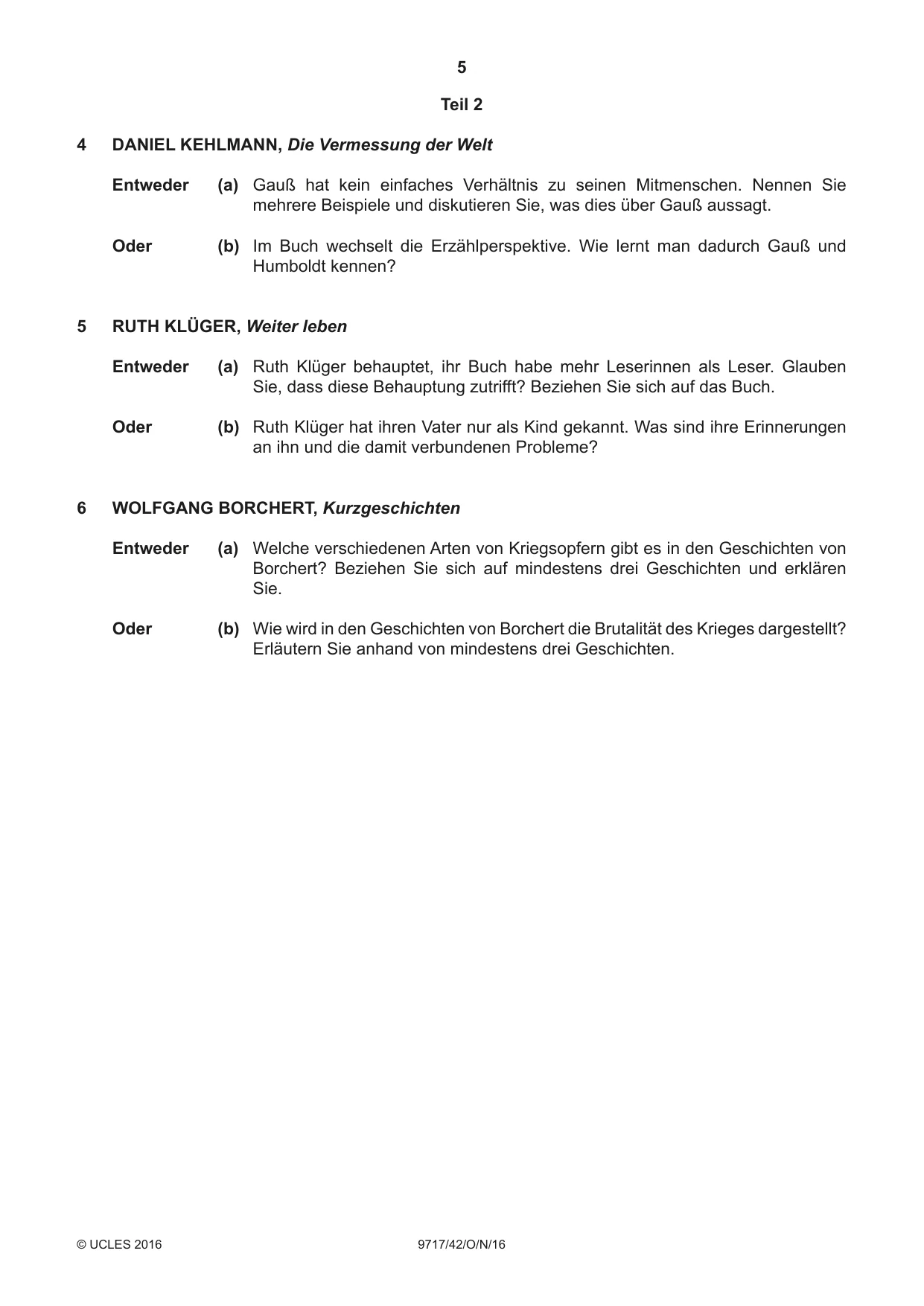 Cambridge A Level German (A Level only) 9717 2016 Oct/Nov Paper 4 · Variant 2 question paper, page 5 of 8