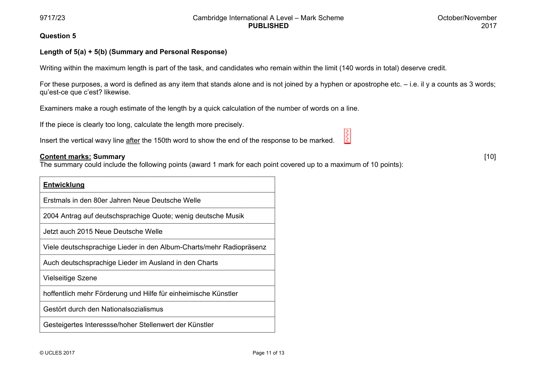 Mark scheme, page 11 of 13