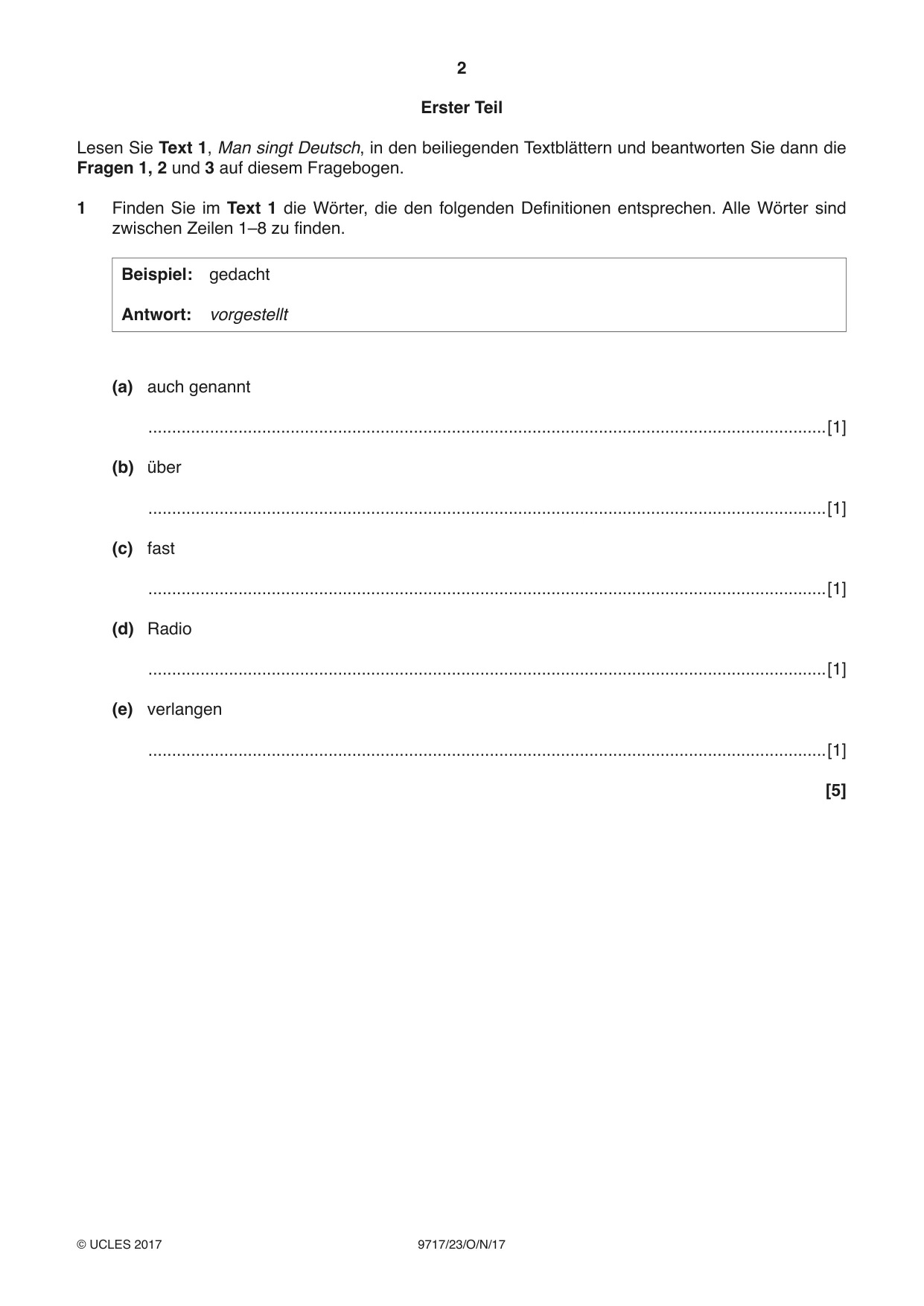 Cambridge A Level German (A Level only) 9717 2017 Oct/Nov Paper 2 · Variant 3 question paper, page 2 of 12