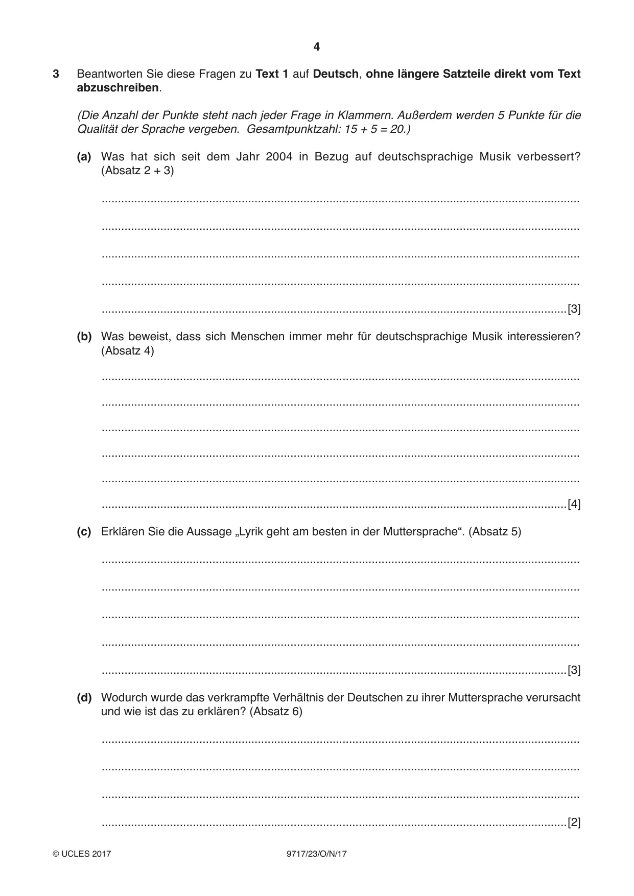 Cambridge A Level German (A Level only) 9717 2017 Oct/Nov Paper 2 · Variant 3 question paper, page 4 of 12