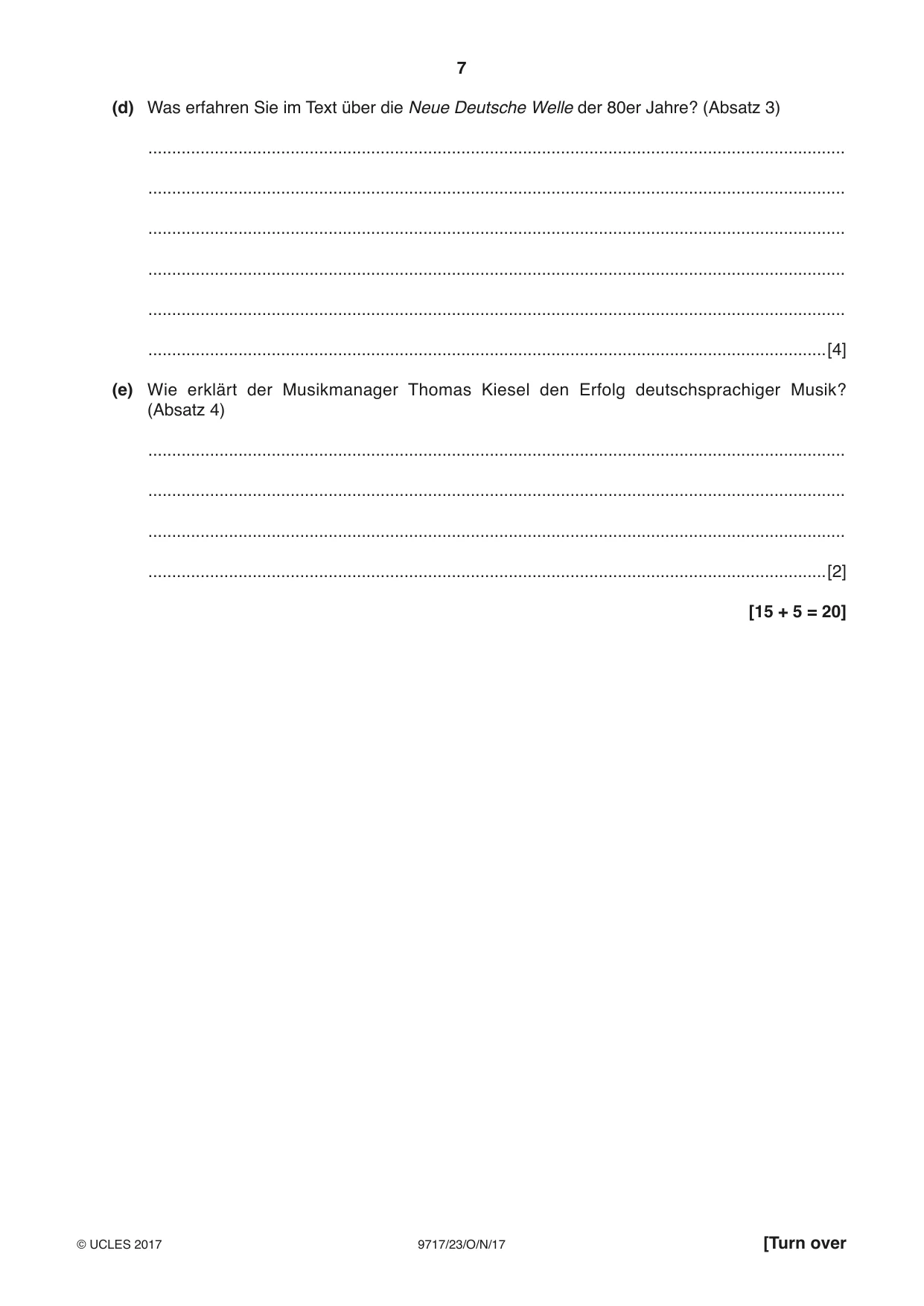 Cambridge A Level German (A Level only) 9717 2017 Oct/Nov Paper 2 · Variant 3 question paper, page 7 of 12