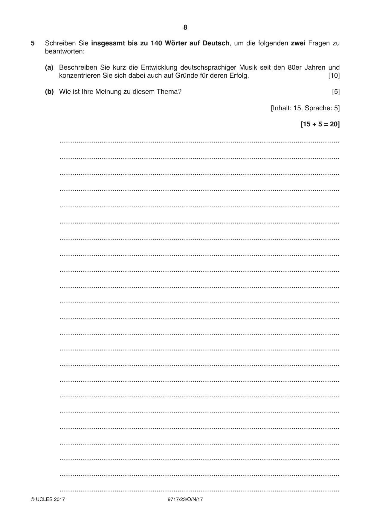 Cambridge A Level German (A Level only) 9717 2017 Oct/Nov Paper 2 · Variant 3 question paper, page 8 of 12