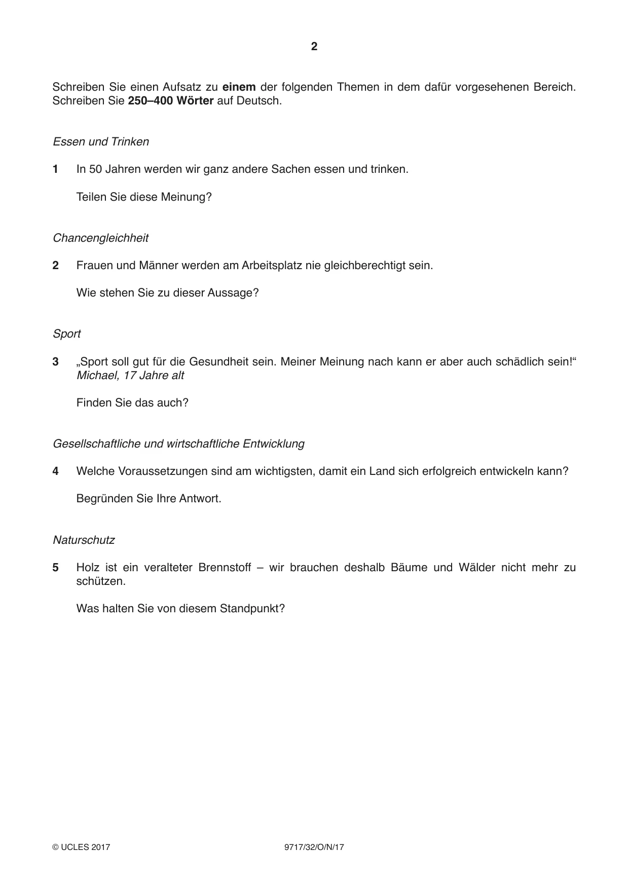 Cambridge A Level German (A Level only) 9717 2017 Oct/Nov Paper 3 · Variant 2 question paper, page 2 of 8